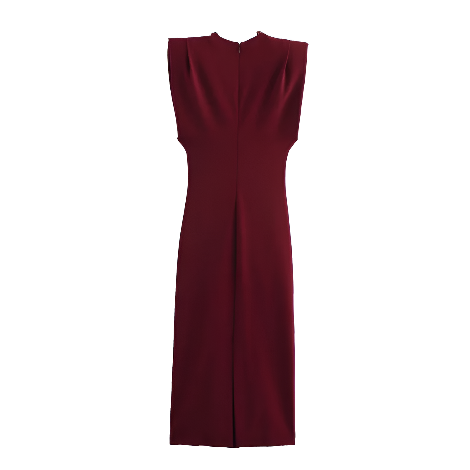 Ruched Midi Dress – Draped Front and V-Neck Elegance
