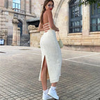 Backless Knit Maxi Dress – Y2K Elegance for Summer Nights