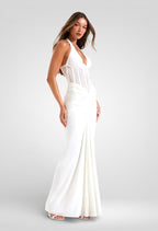 Halter V-Neck Backless Maxi Dress