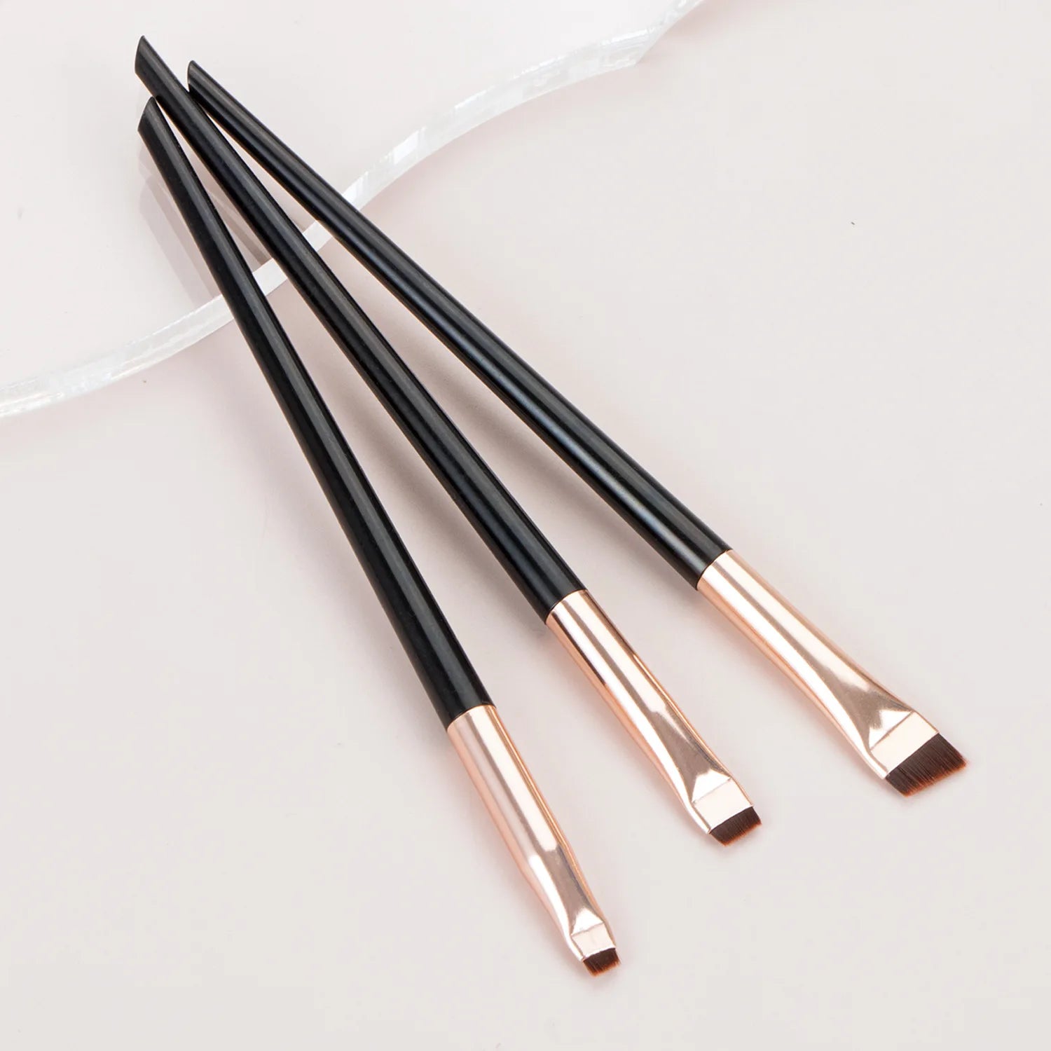 3-Piece Eyeliner & Eyebrow Brush Set – Ultra-Thin, Angled Makeup Brushes with Wooden Handle