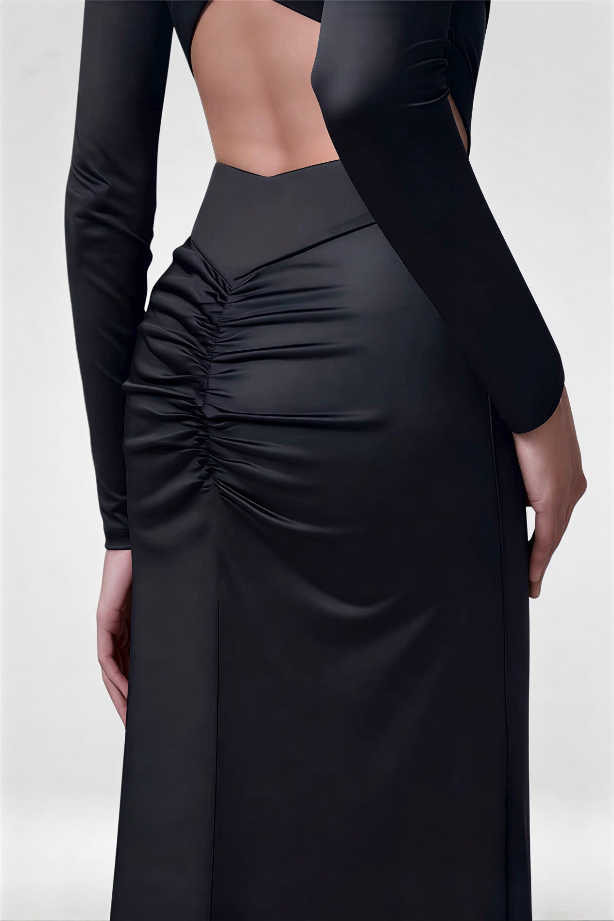 Maxi šaty s rolákem a odhalenými zády, prémiové velikosti