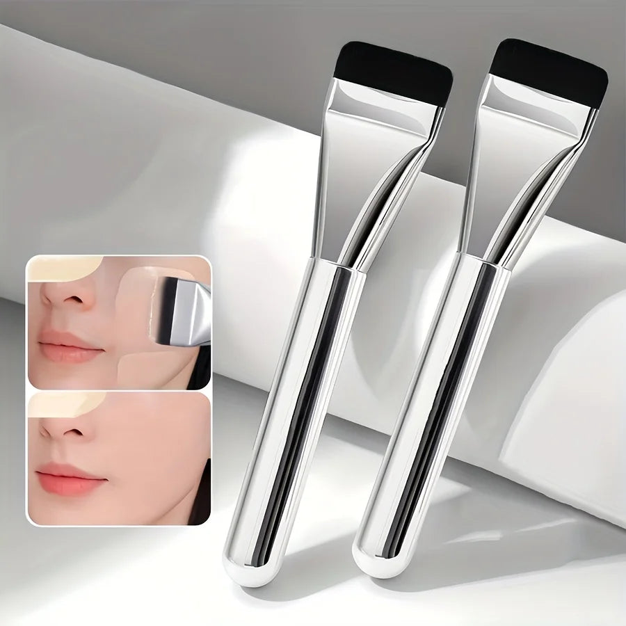 Flat-Head Foundation Brush – Ultra-Thin Traceless Makeup Brush for Smooth, Flawless Base | Wool Fiber & Metal Handle