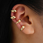 Exaggerated Wide Gold Clip-On Earrings for Women – Irregular Shape, Boho Style, Non-Piercing Metal Set