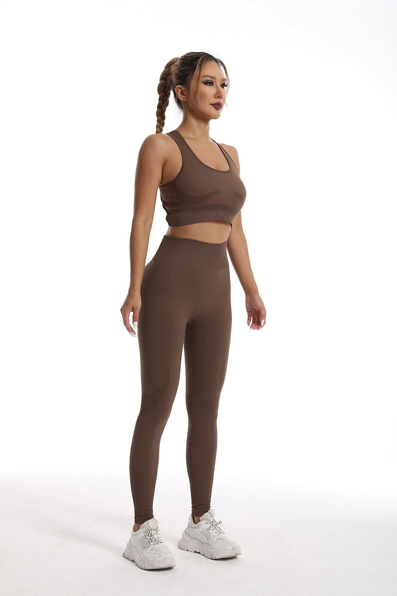 Seamless Sports Set – Bra & High-Waist Compression Leggings