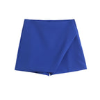 Falda pantalón asimétrica de cintura alta para mujer: falda corta vintage con cremallera y bolsillos traseros