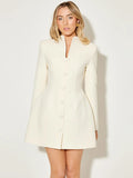 Half High Collar Long Sleeve Mini Blazer Dress - Sexy Slim Fit Bodycon Outfit