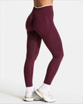 Seamless High-Waist Sports Leggings – Hip-Lifting Solid Color Yoga Pants with White Edge Waist