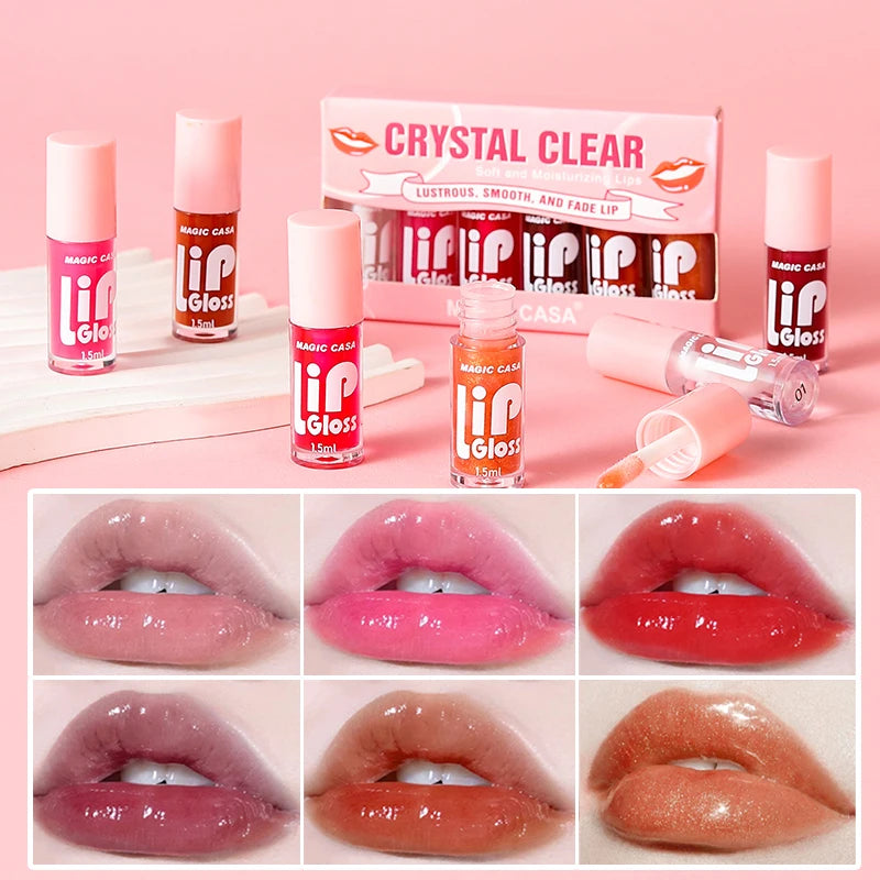 MAGIC CASA 6-Piece Jelly Lip Oil Set – Plumping & Hydrating Gloss with Long-Lasting Shine | 9ml Each