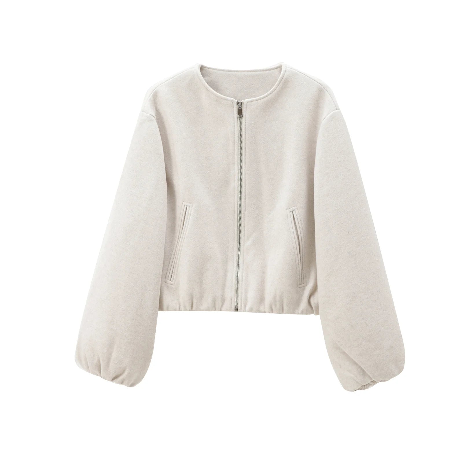 Women’s Cropped Bomber Jacket – Soft Varsity-Style Zip-Up