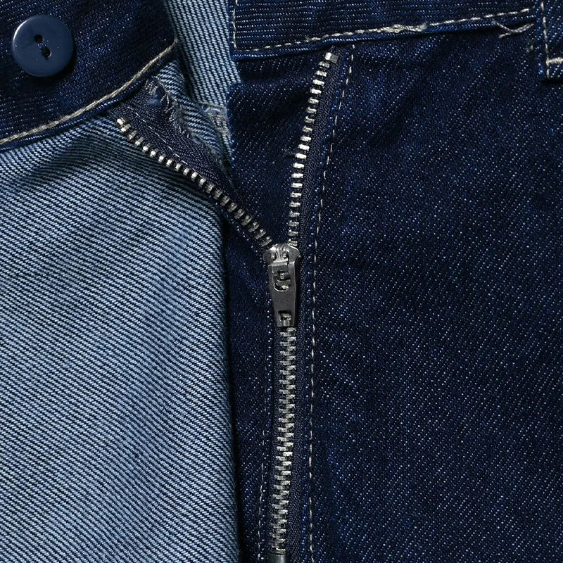 Minifalda vaquera azul marino con cremallera para mujer: pantalones cortos vintage chic de cintura alta