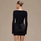 Premium Ruched Satin Patchwork Mini Dress