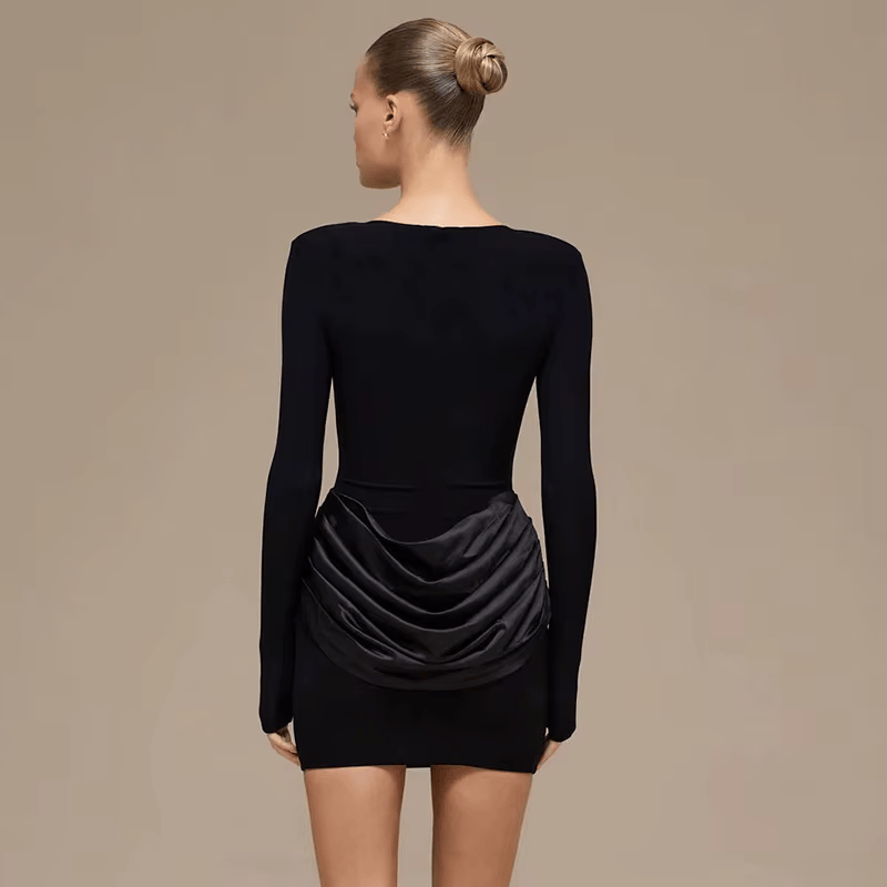 Premium Ruched Satin Patchwork Mini Dress