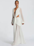 Deep V Backless Maxi Dress