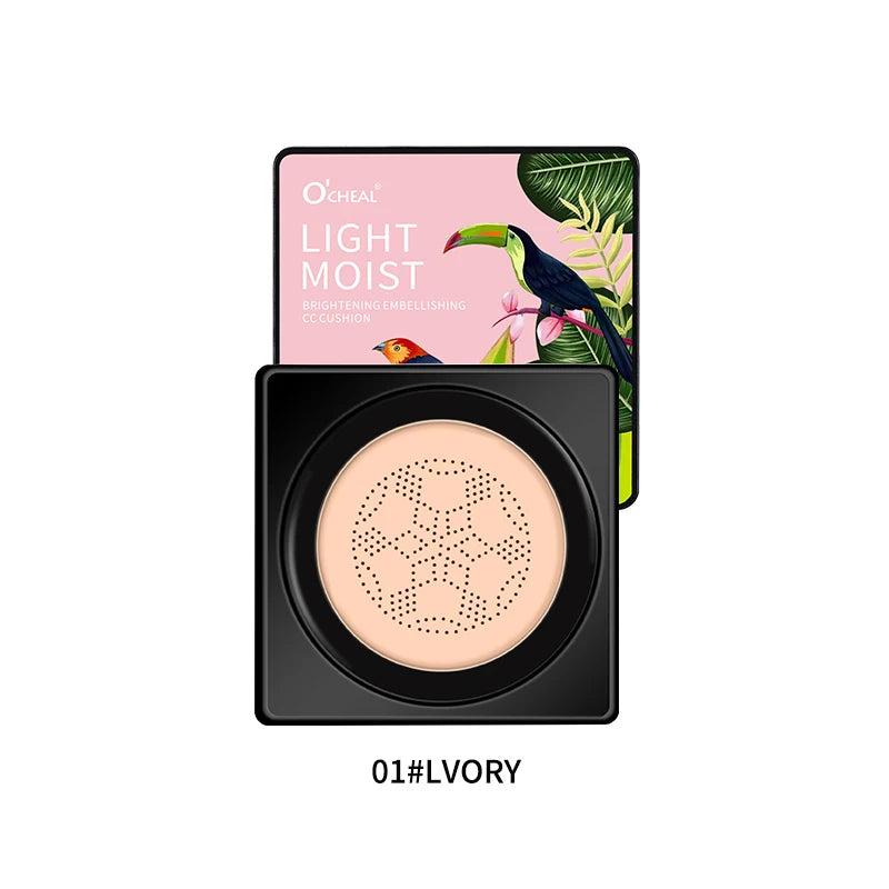 OCHEAL Mushroom Head BB Cream – Concealer Cushion Foundation with Puff | Waterproof, Brightening & Long-Lasting | 20g