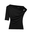 Elegant One-Shoulder Ruched Top – Lightweight & Stylish