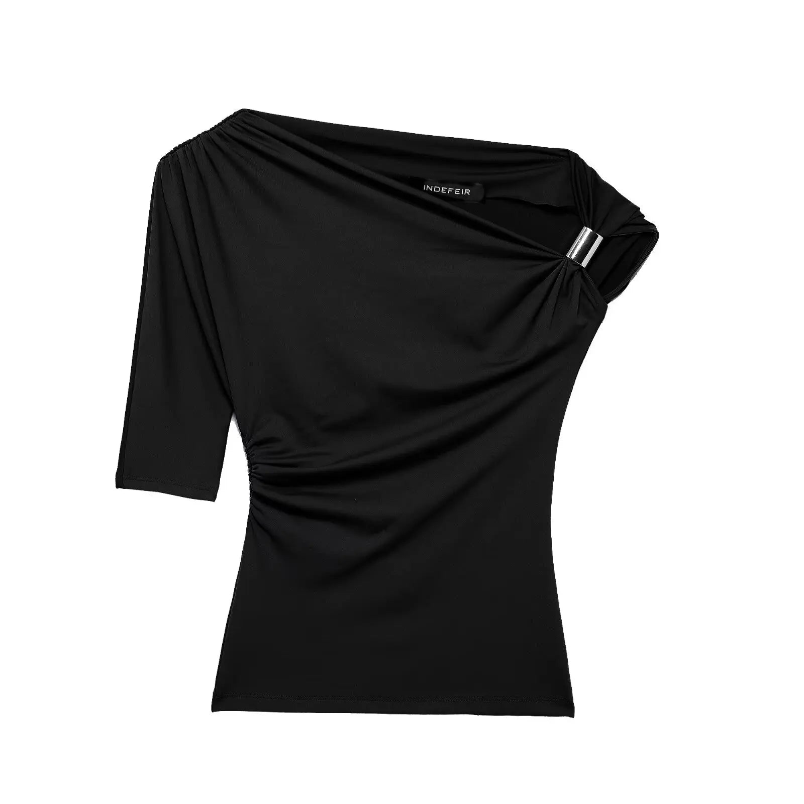 Elegant One-Shoulder Ruched Top – Lightweight & Stylish