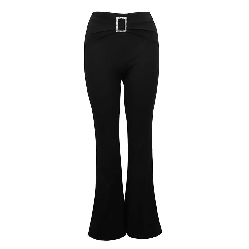 Pantalon évasé sexy à paillettes pour femme – Pantalon slim clubwear