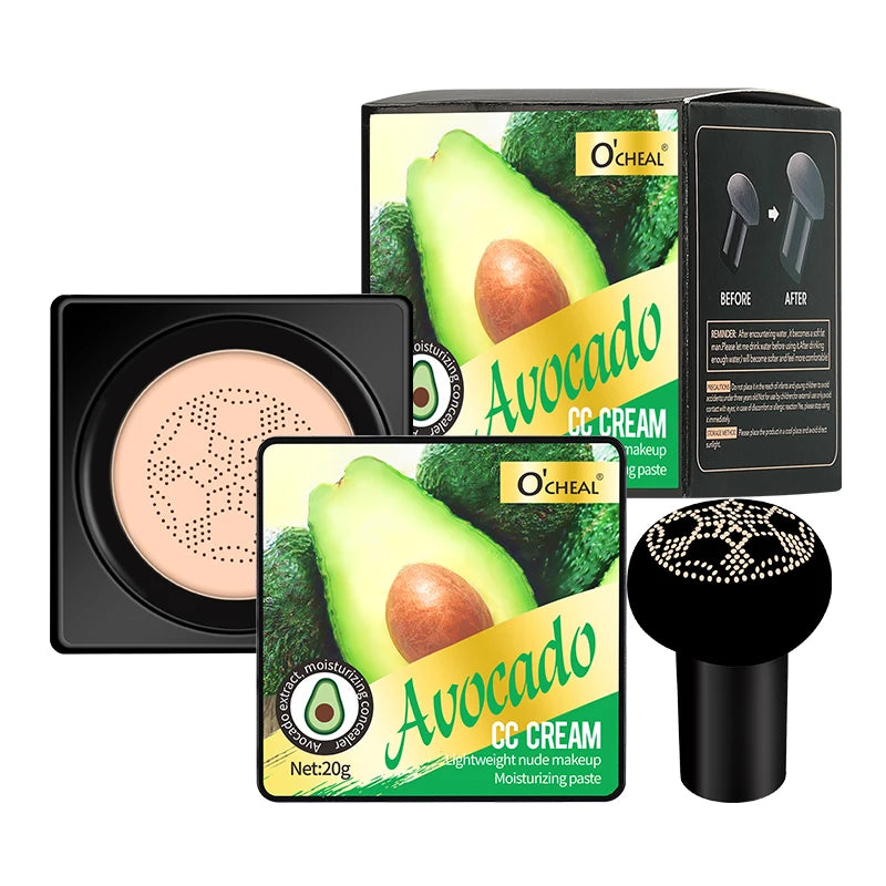 OCHEAL Mushroom Head BB Cream – Concealer Cushion Foundation with Puff | Waterproof, Brightening & Long-Lasting | 20g