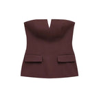 Strapless Bustier Top – Sculpted Fit with V-Cut Neckline