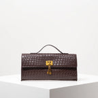 Woven Burgundy Baguette Clutch with Gold Lock