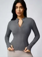 Women's Turtleneck Zip Sports Jacket – Breathable Long-Sleeve Activewear