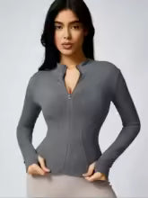 Women's Turtleneck Zip Sports Jacket – Breathable Long-Sleeve Activewear