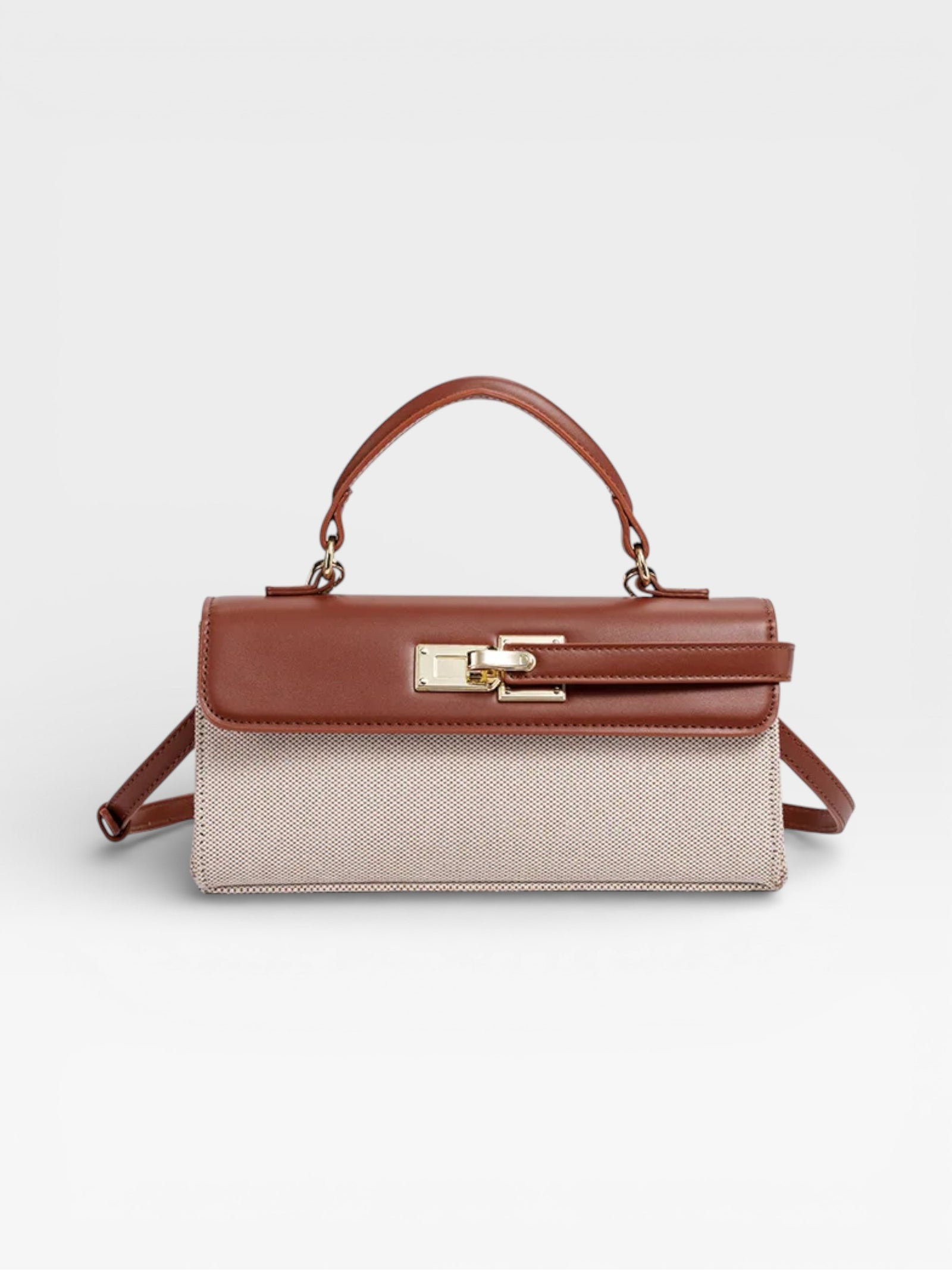 Luxury Lock-Closure Shoulder Bag – High-End Minimalist Design