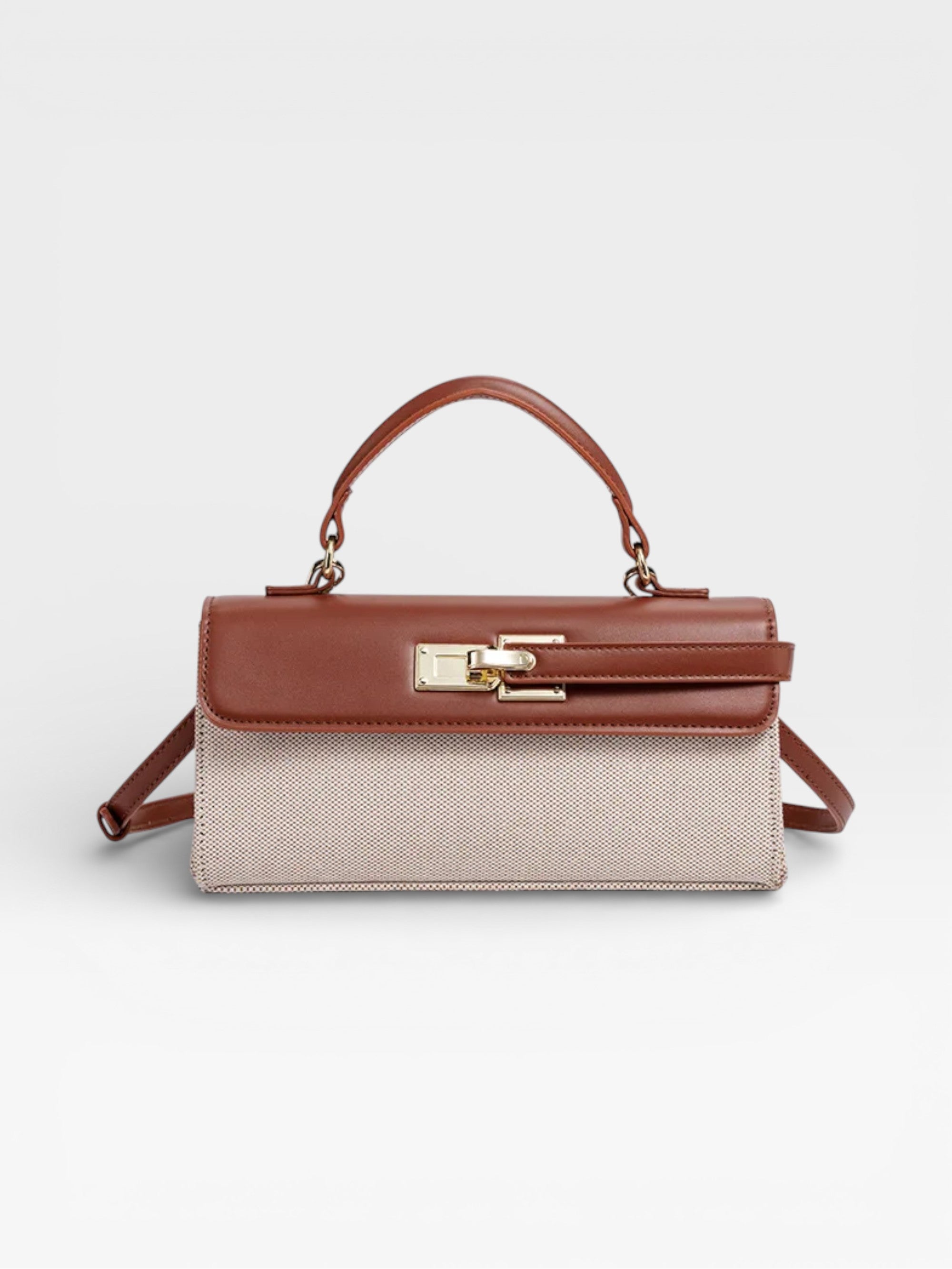 Luxury Lock-Closure Shoulder Bag – High-End Minimalist Design