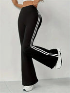 High-Waist Flared Pants – Sporty Side Stripe Streetwear