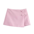 Split Buckle High Waist Skort