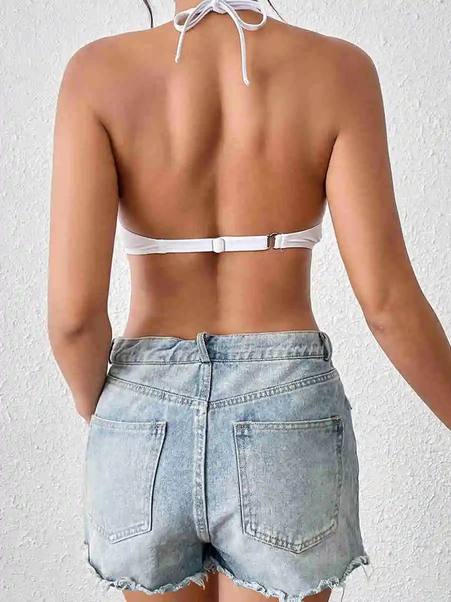 Pearl-Strap Seashell Bikini Top – Mermaid Core Swim Look