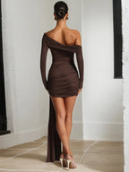 Off-Shoulder Sheer Mini Party Dress