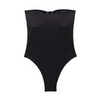 Strapless Bodysuit – Bandeau Fit with Cutout and Gold Buttons