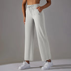 Flared Yoga Pants – High Waist Drawstring Fit with Side Pockets