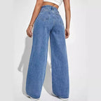 Wide-Leg High-Rise Denim Jeans – Vintage Fit with Modern Flair