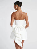 Pearl Strapless Mini Dress – Sexy Backless Bow Club Dress for Women