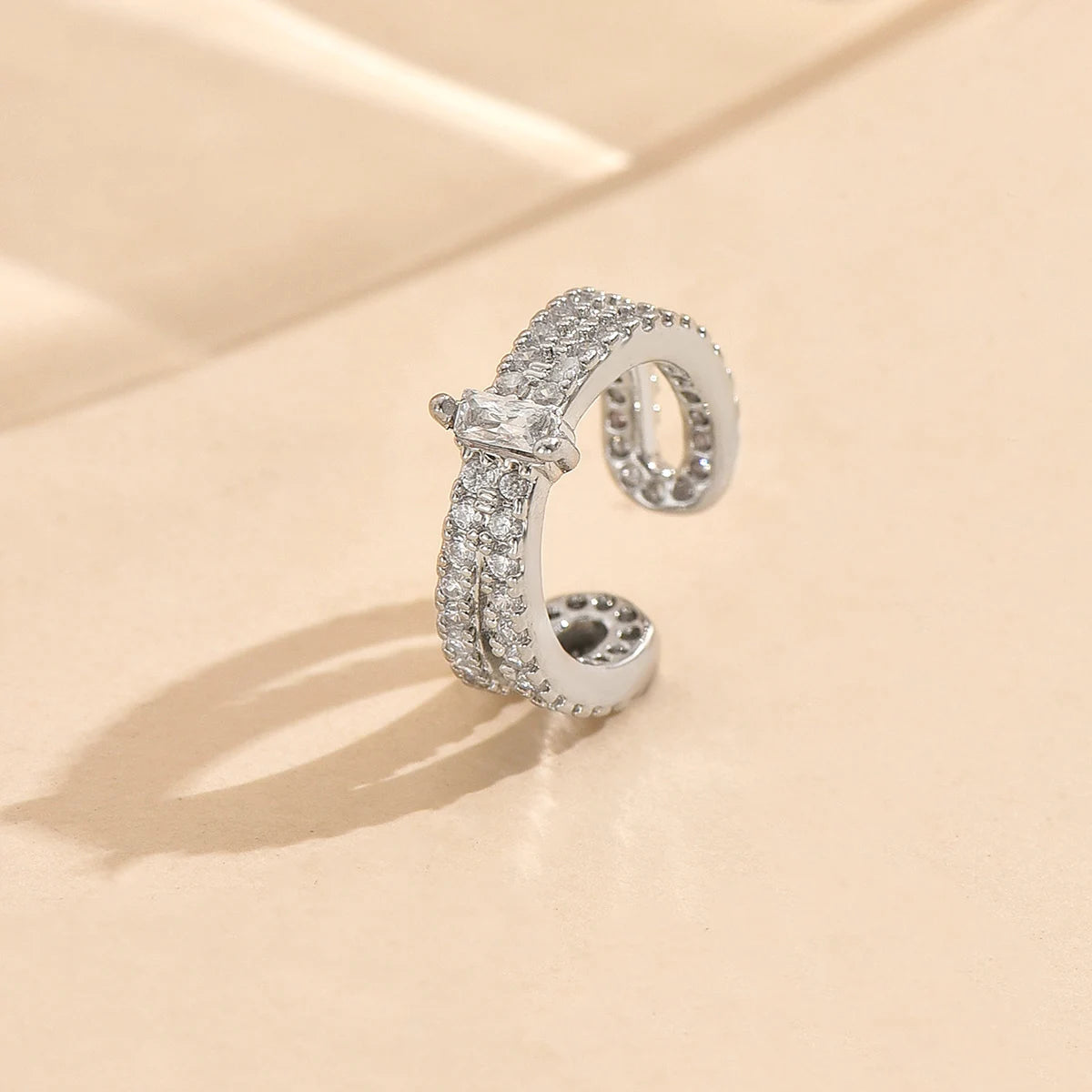 3pcs Gold Zircon Clip-On Earrings Set for Women – Non-Piercing Cuff Style, Trendy Geometric Design