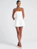 Pearl Strapless Mini Dress – Sexy Backless Bow Club Dress for Women