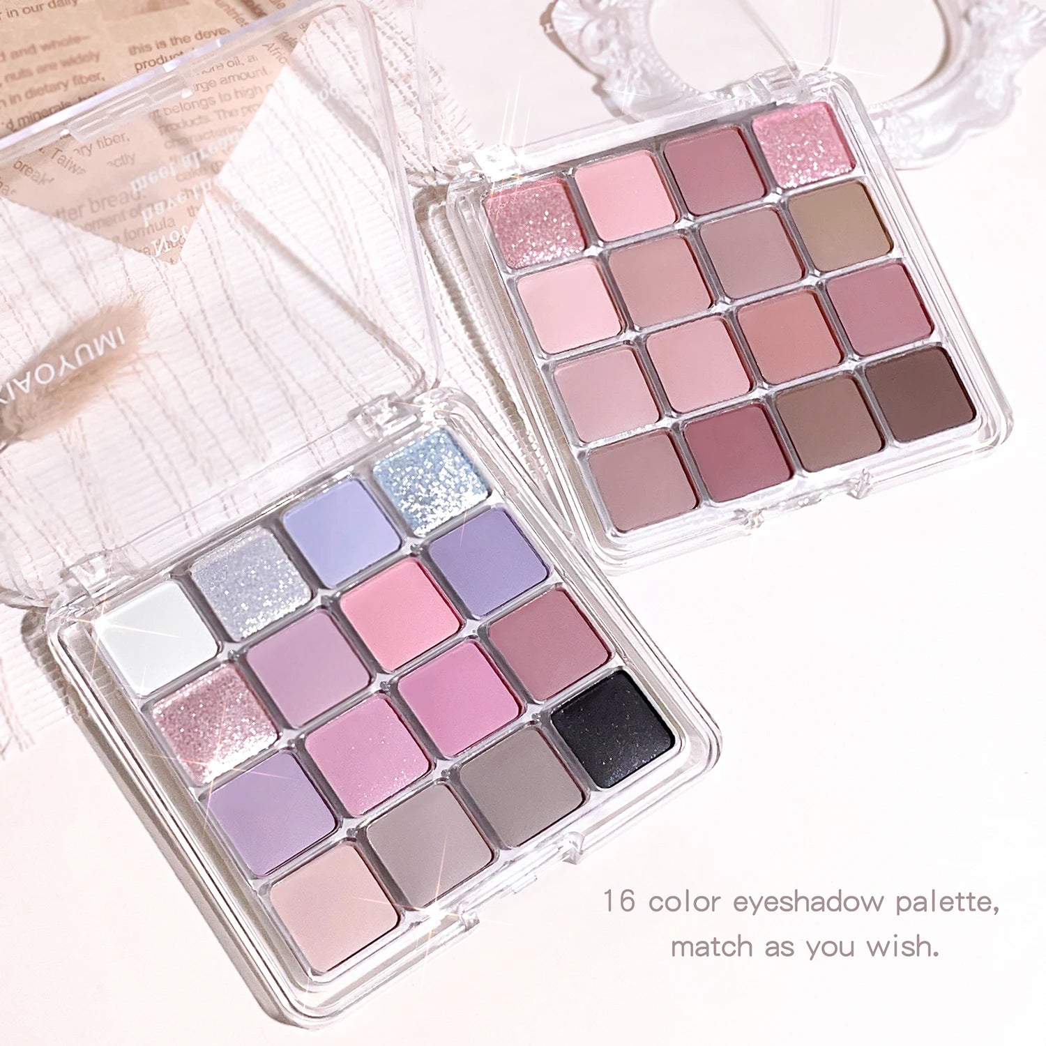16-Color Sunset Eyeshadow Palette – Matte & Shimmer Earth Tones, Waterproof Korean Eye Makeup