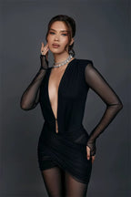 Deep V Lace Patchwork Jumpsuit