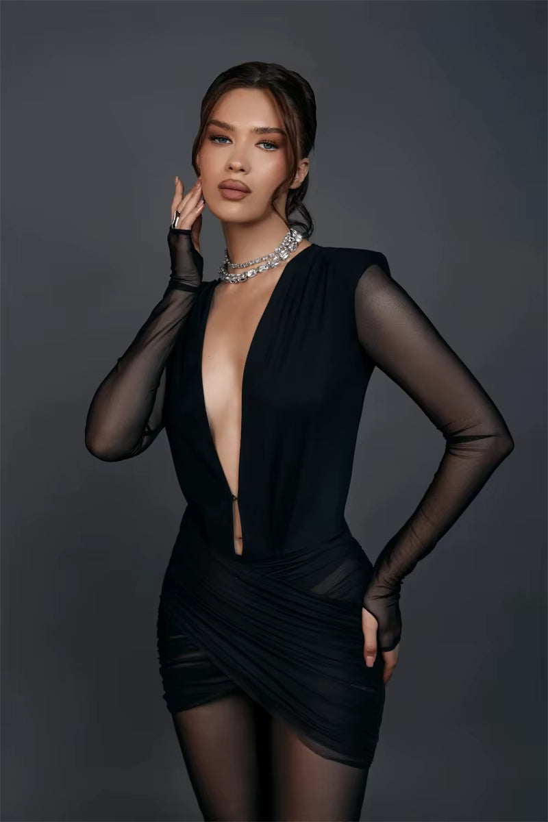 Deep V Lace Patchwork Jumpsuit