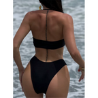 Shell Accent Bikini Set – Halter Style with High-Cut Fit