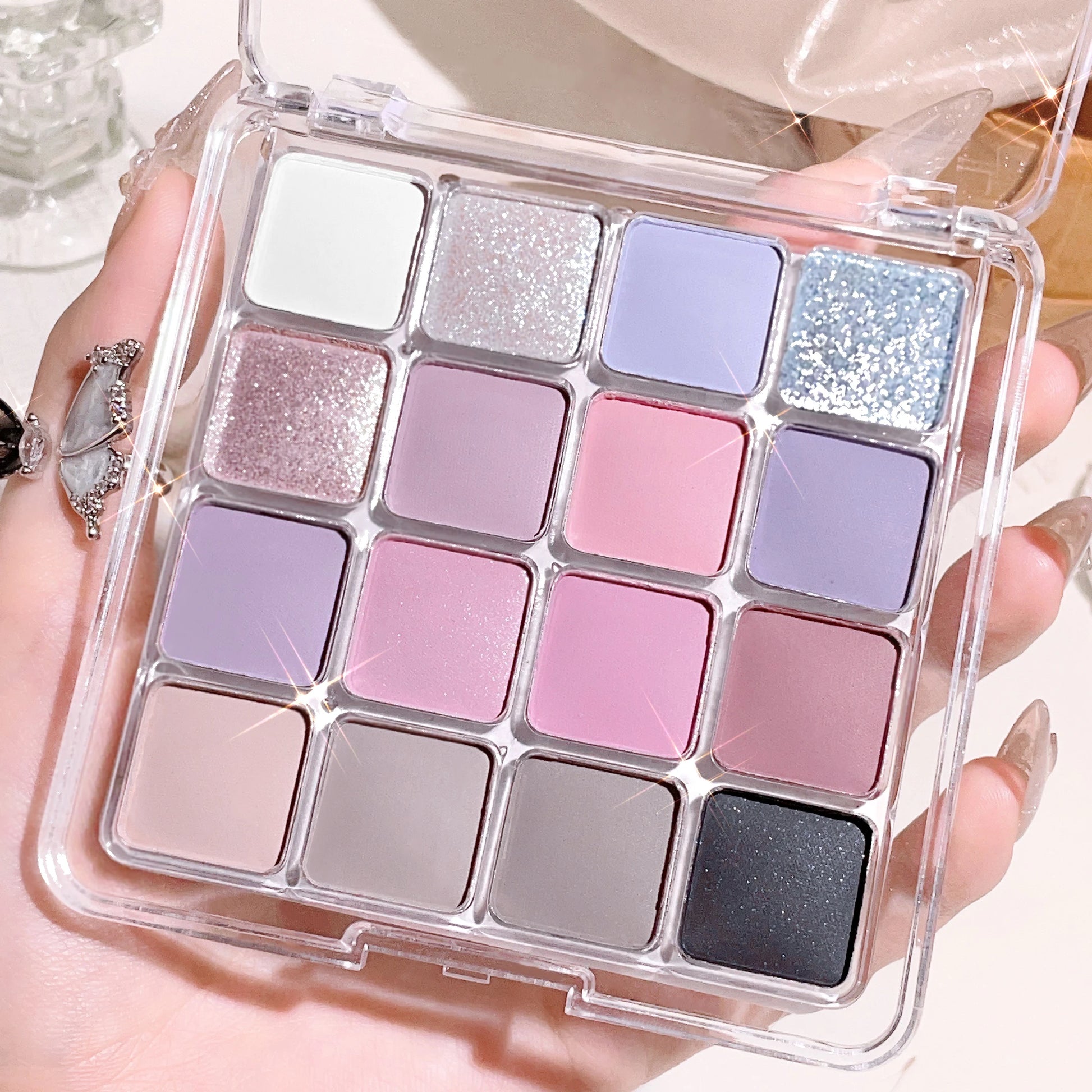 16-Color Sunset Eyeshadow Palette – Matte & Shimmer Earth Tones, Waterproof Korean Eye Makeup