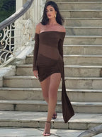 Off-Shoulder Sheer Mini Party Dress