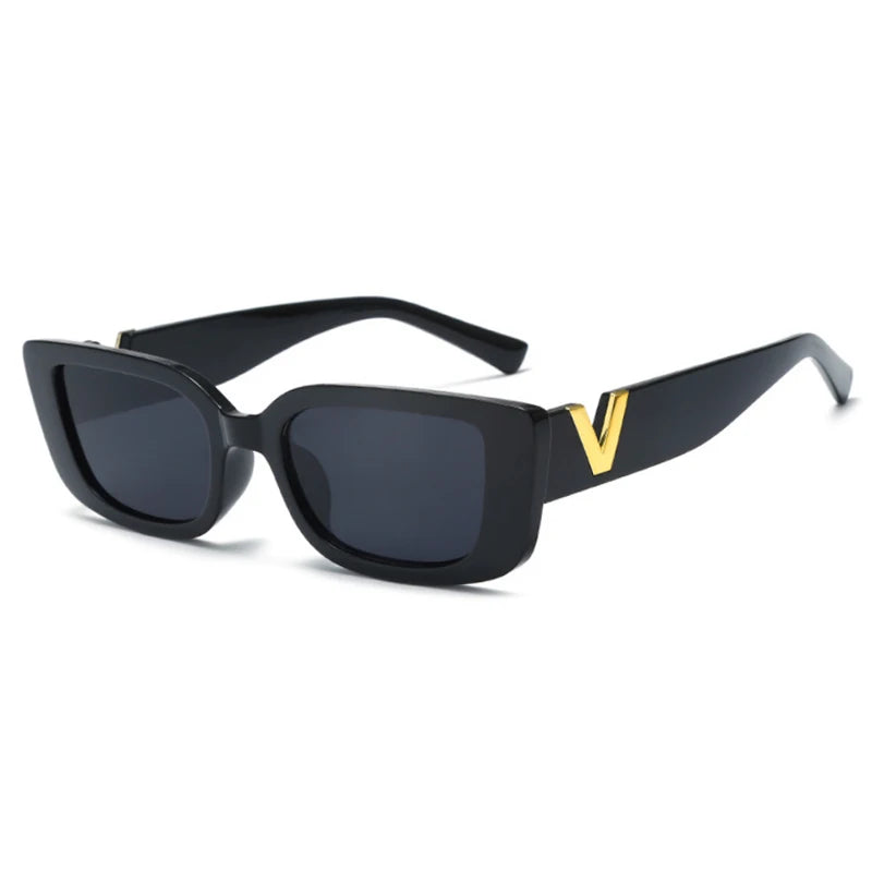 Vintage Rectangle Sunglasses for Women – Small Frame UV400 Luxury Shades