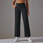 Flared Yoga Pants – High Waist Drawstring Fit with Side Pockets