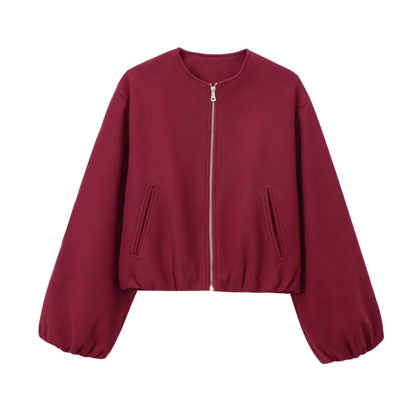 Women’s Spring Pilot Jacket – Multicolor Casual O-Neck Zipper Coat with Long Sleeves