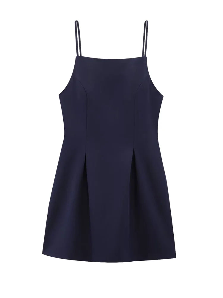 Robe courte élégante sans manches à col carré – Style élégant dos nu