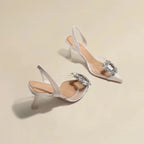 Escarpins à bout pointu en cristal – Talons hauts avec talon sculpté unique
