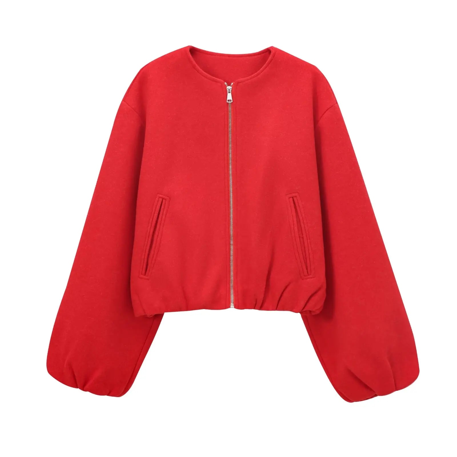 Women’s Cropped Bomber Jacket – Soft Varsity-Style Zip-Up
